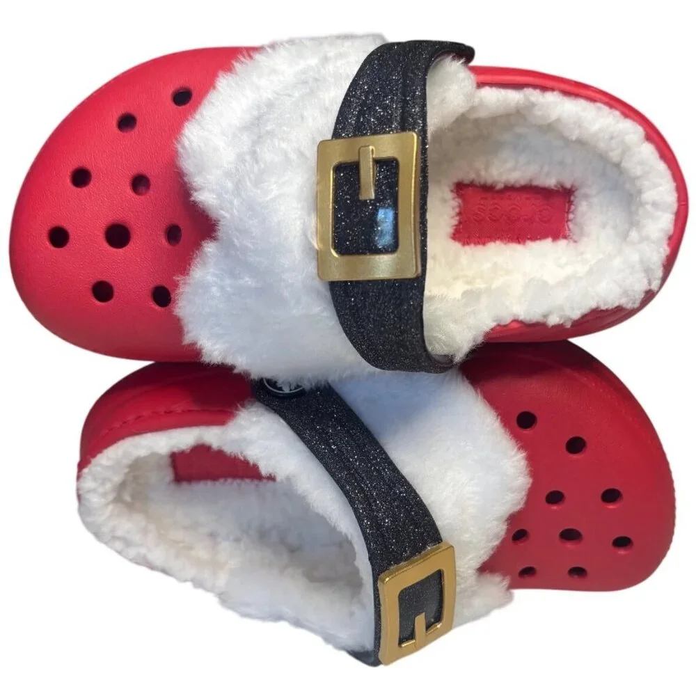 Crocs Classic Lined Santa Clogs Red Toddler Size 9 Kids Christmas Shoes
